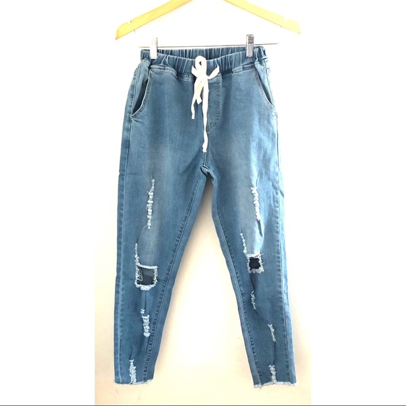 Denim Distressed Joggers - Picture 4 of 6